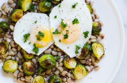 Black Eyed Peas with Brussels Sprouts and Egg