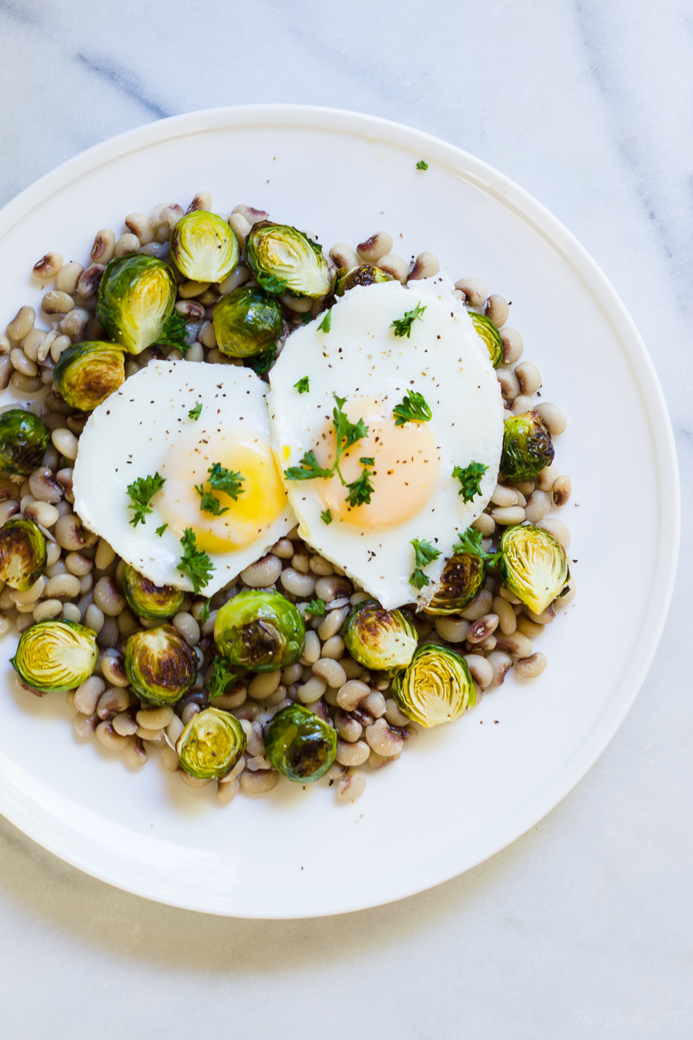 Black Eyed Peas with Brussels Sprouts and Egg