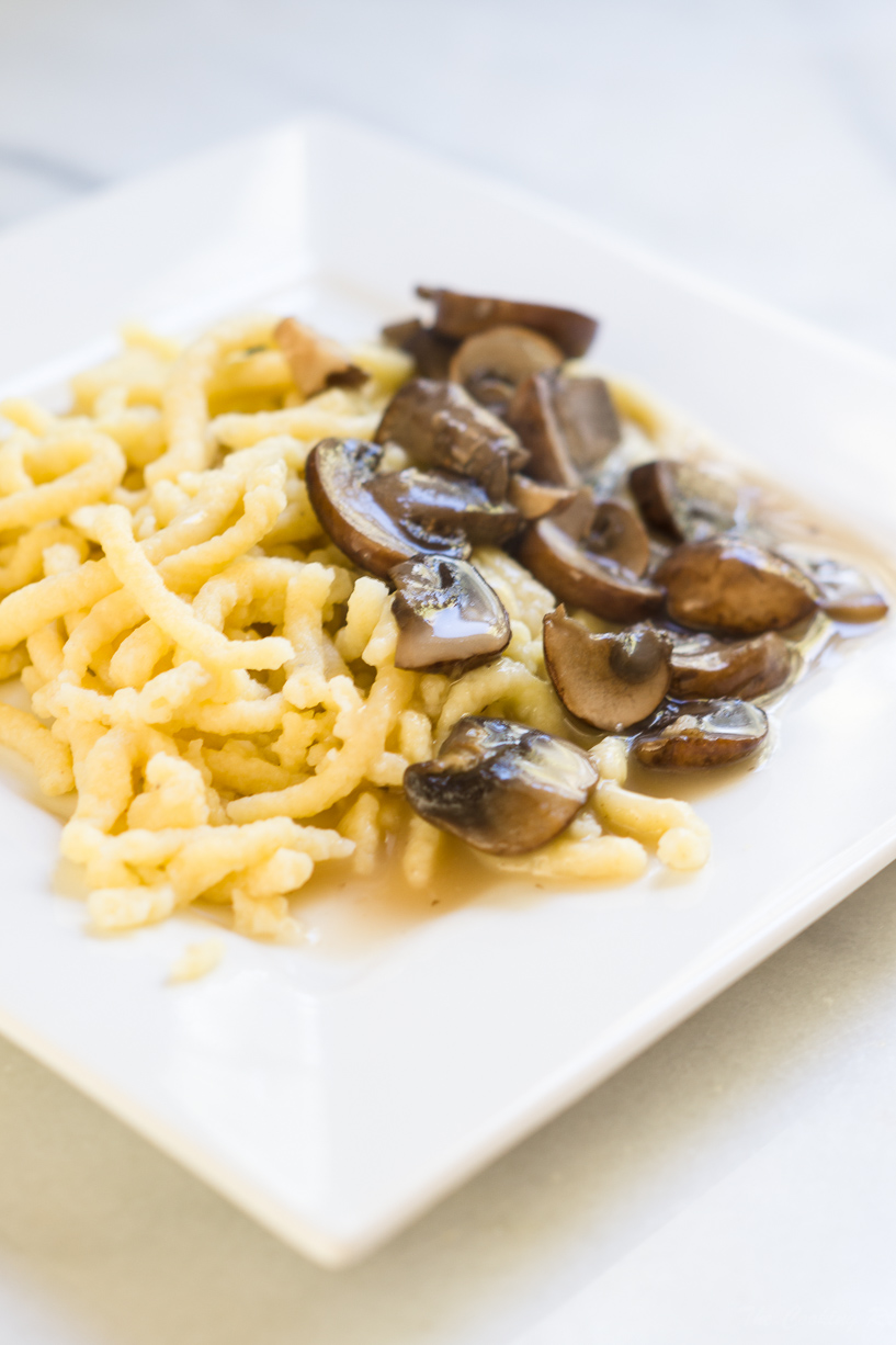 Egg noodles with mushroom sauce