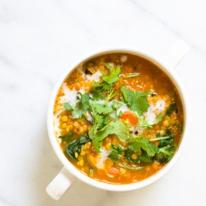 Red Lentil Soup with Spinach